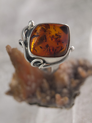 Amber Ring in Sterling Silver